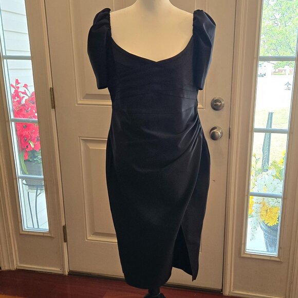 BAOSUU Midi Bodycon Dress Tummy Control Dress Sz: 12 Black - Picture 9 of 16